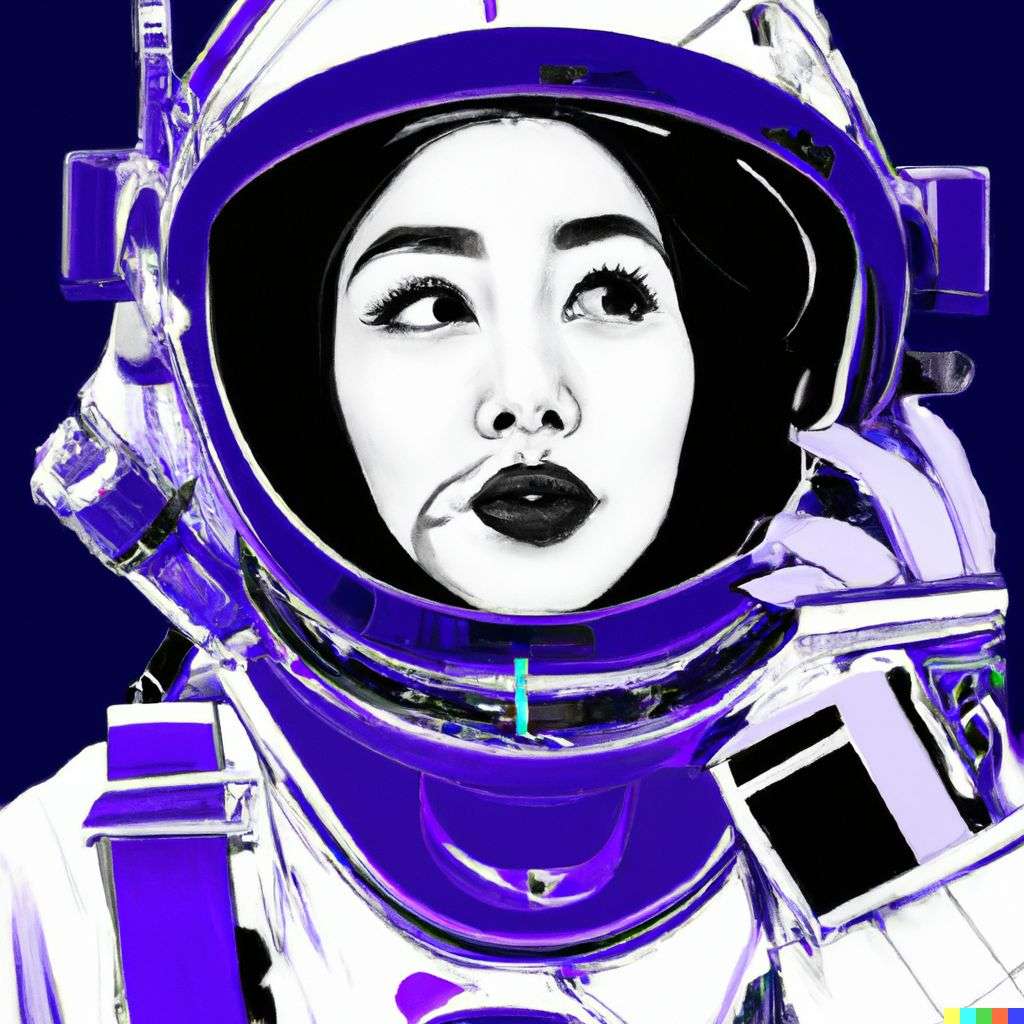 an astronaut, futuristic print